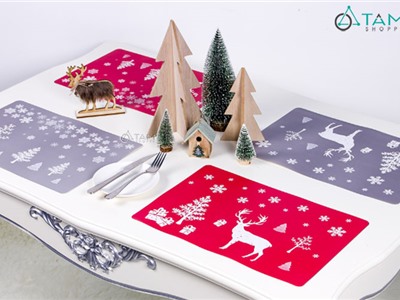 Set 12 tấm lót bàn ăn lớn nhỏ chủ đề Giáng sinh X-TLBA-01